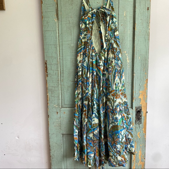 NWT House of Harlow Boho Floral Blue Ivory V-neck Maxi Dress - Picture 11 of 17